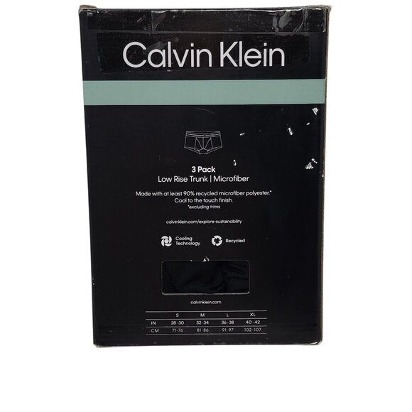 Calvin Klein Low Rise Trunk Brief Size XL 3 Pack Microfiber Recycled Gray Black - Picture 5 of 8